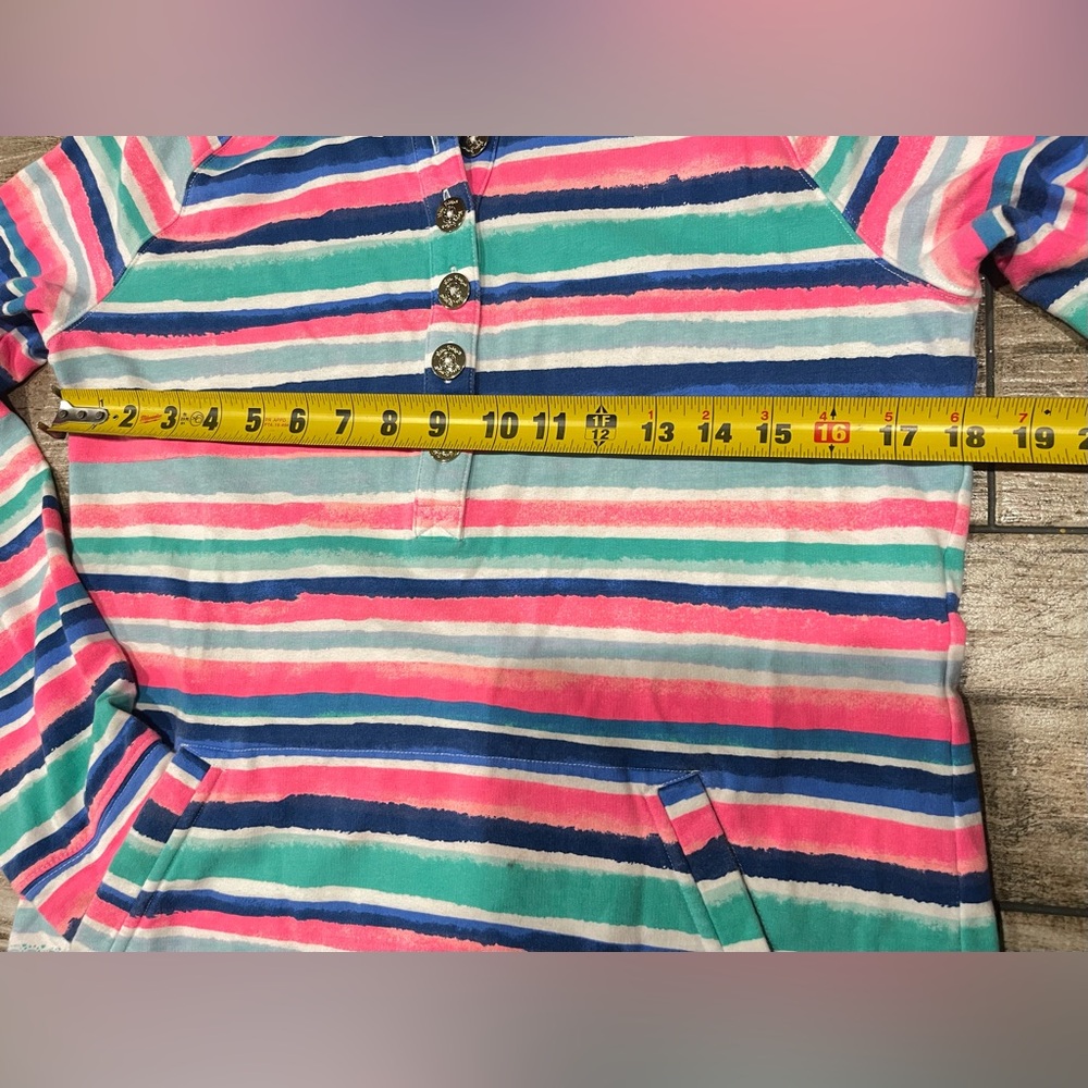 LILLY PULITZER Captain Popover Sandy Shell Stripe Button Front Pullover Size M - Picture 7 of 8